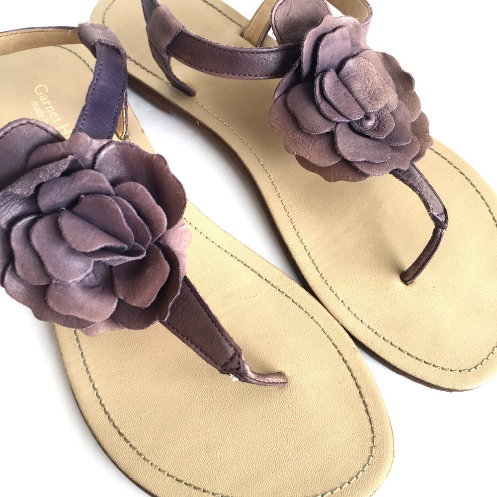 Garnet Hill Leather Rose Sandal Sz 8